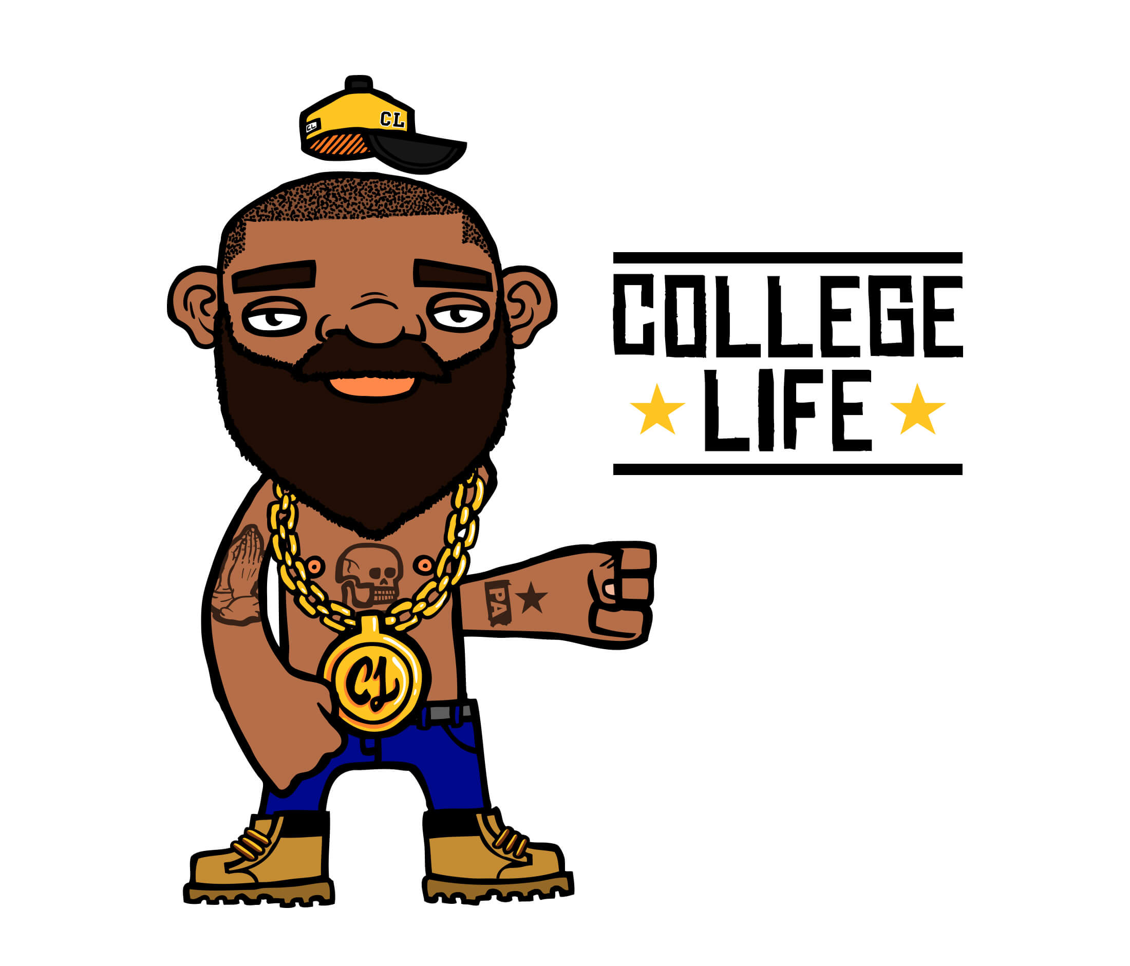 College life mascot logo